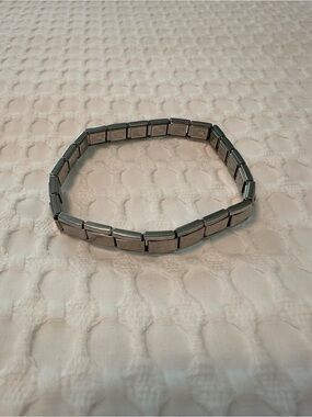 Manuel Zed-Stainless Steel Link Stretch Bracelet - Silver